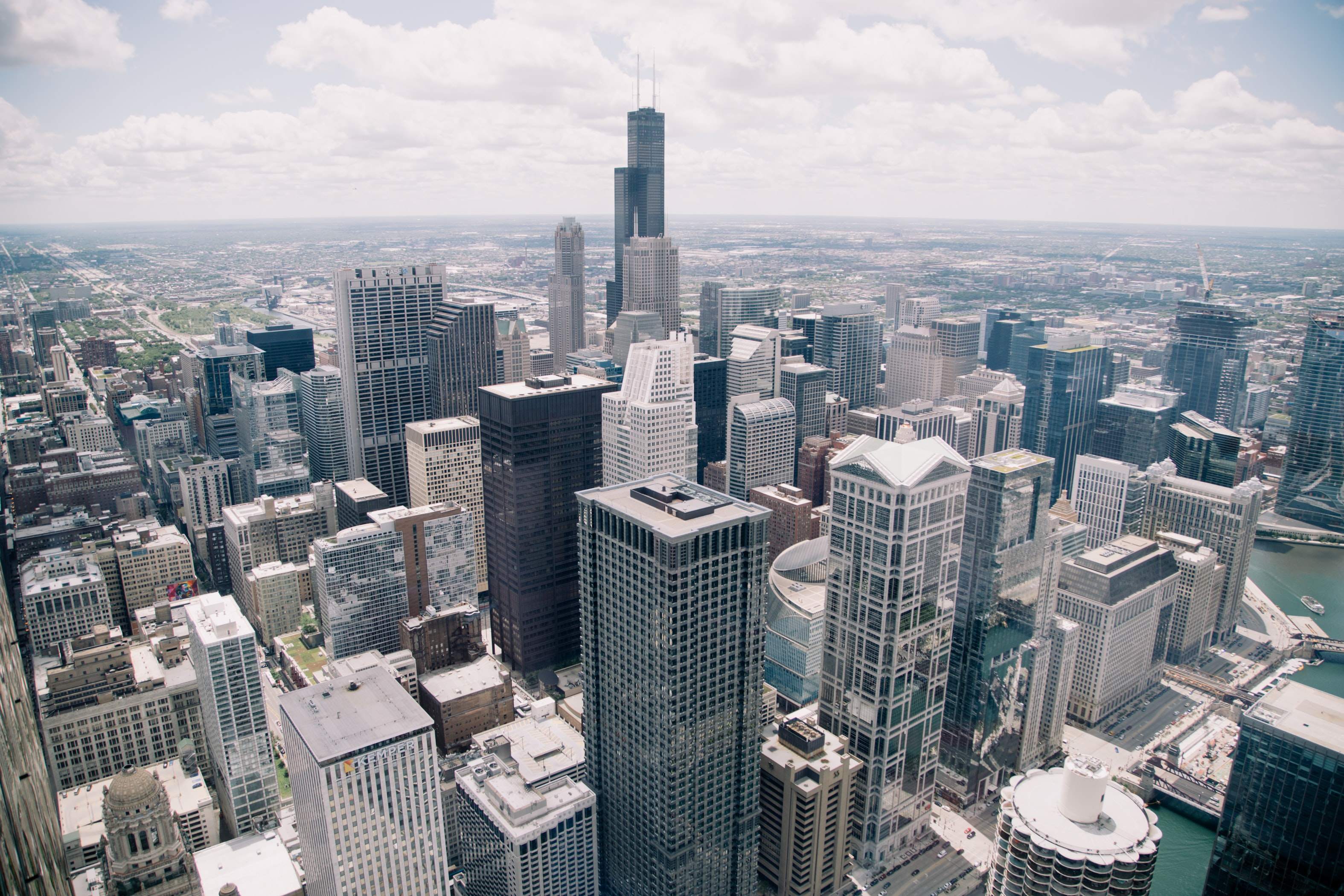 Chicago Skyline - Terminbörsen in City, Volatilität Index CBOE und CME