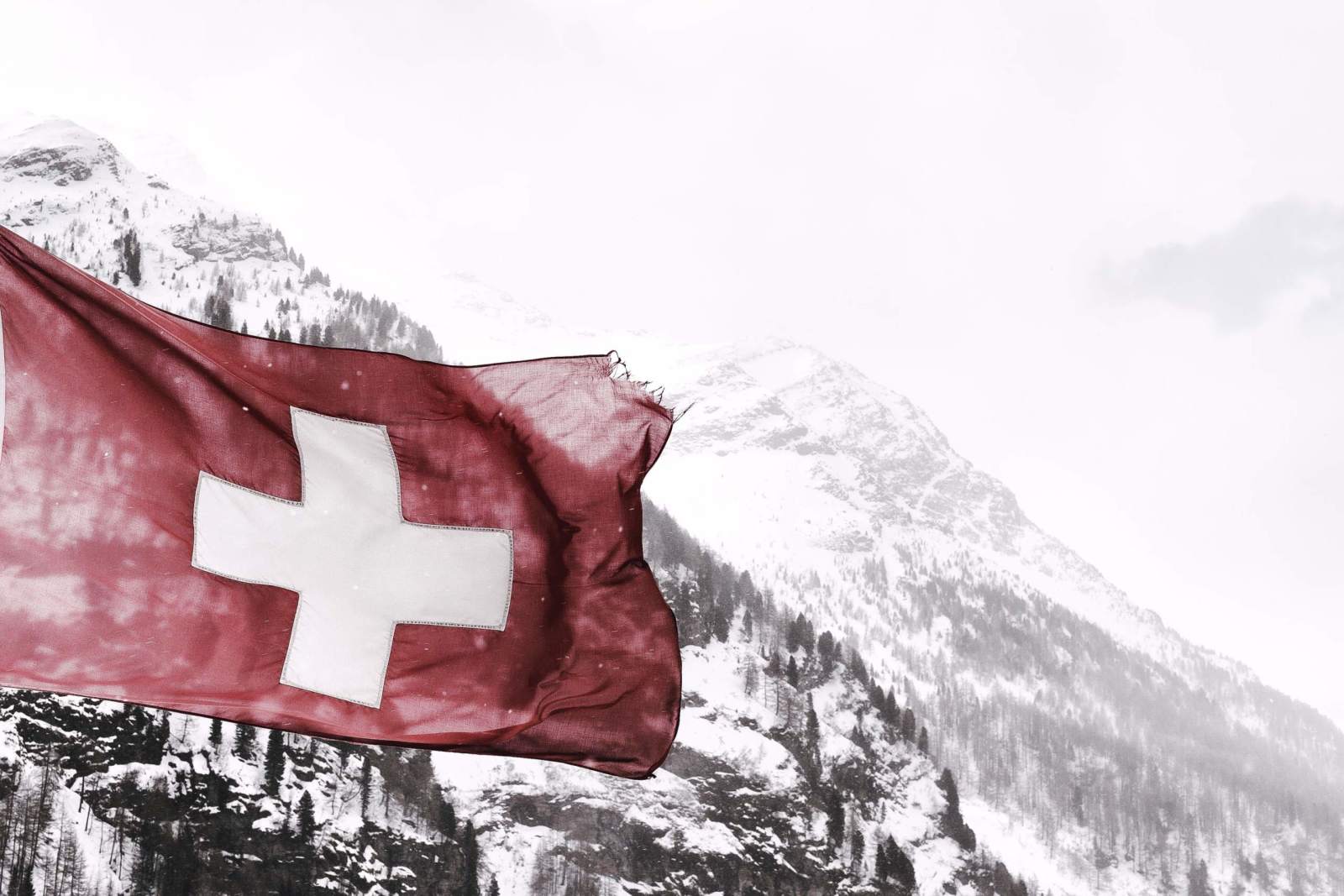 Schweiz Bergpanorama und Flagge