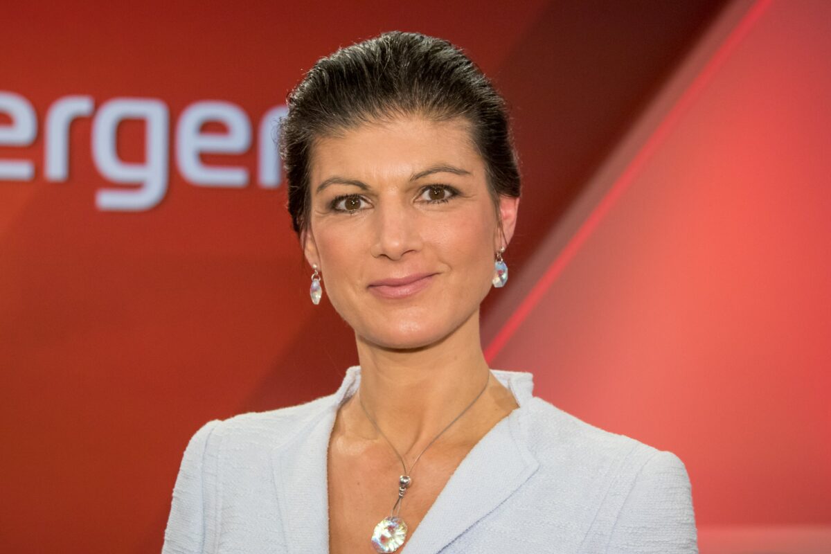 Sahra Wagenknecht im Jahr 2018 in der Sendung Maischberger