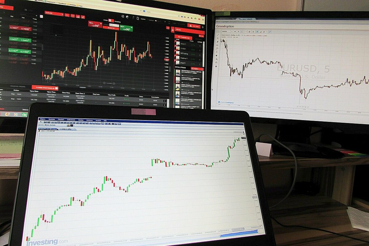 Börsencharts auf Bildschirmen