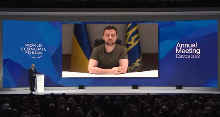 Selenskyj-Rede Weltwirtschaftsform in Davos über den Wiederaufbau der Ukraine