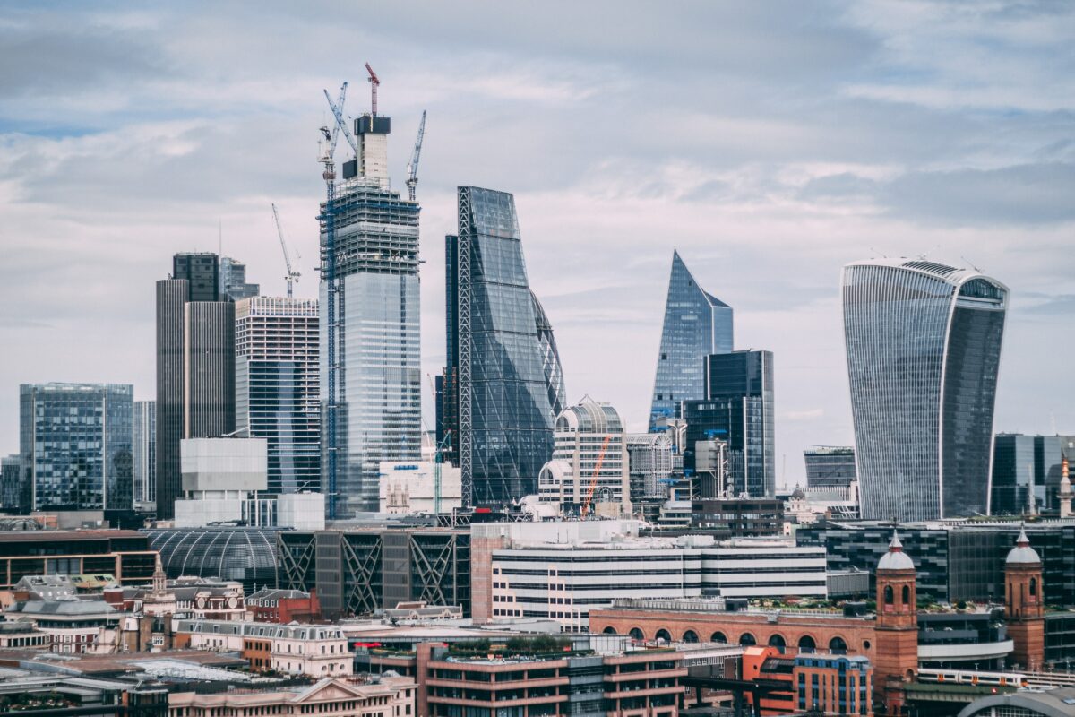 Die City of London mit neuen Wolkenkratzern