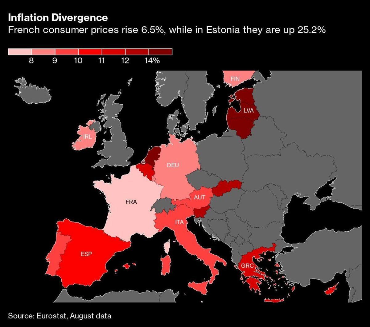 Unterschiede in der Höhe der Inflation in der Eurozone