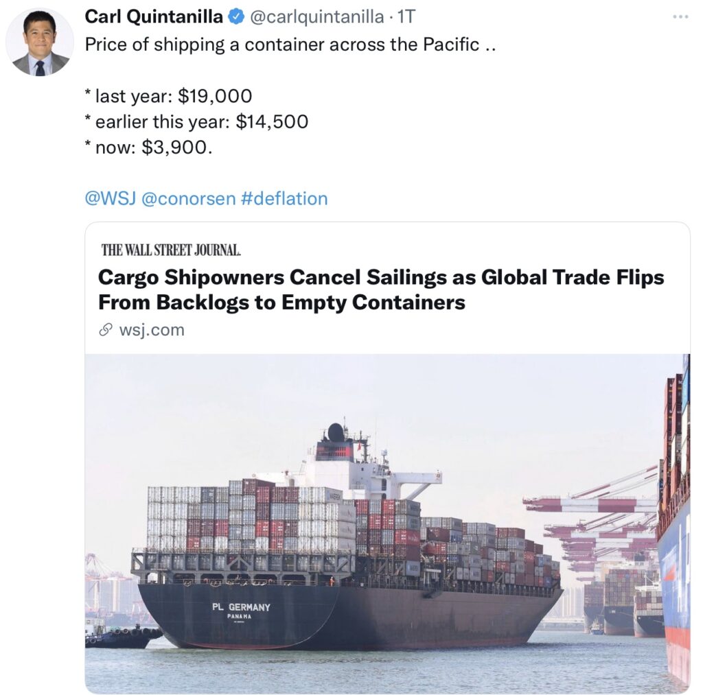 Tweet Quintanilla Containerpreise