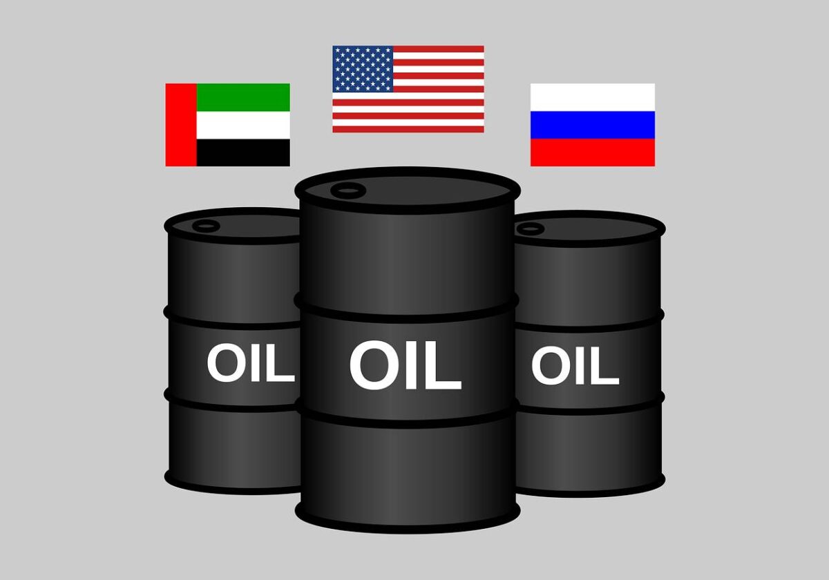 Öl-Fässer mit Länderfahnen
