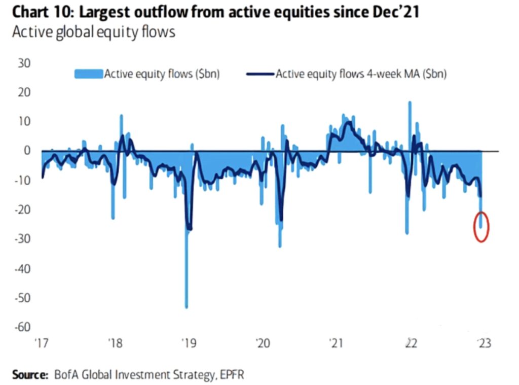 Survey Largest Outflows from Equities Dax und S&P 500