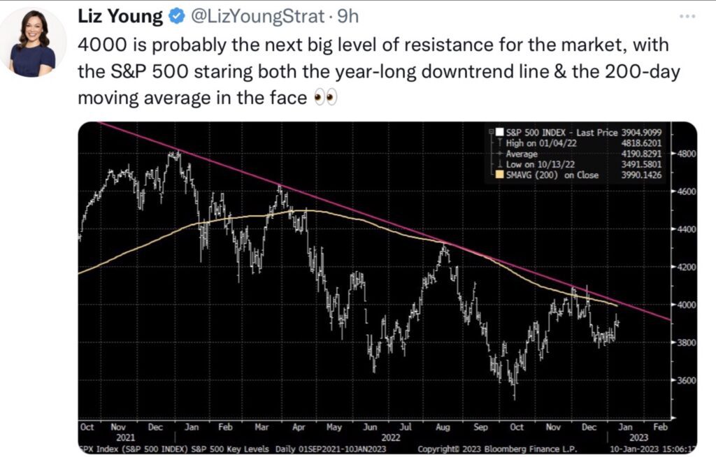 Tweet L. Young Abwärtstrend S&P 500