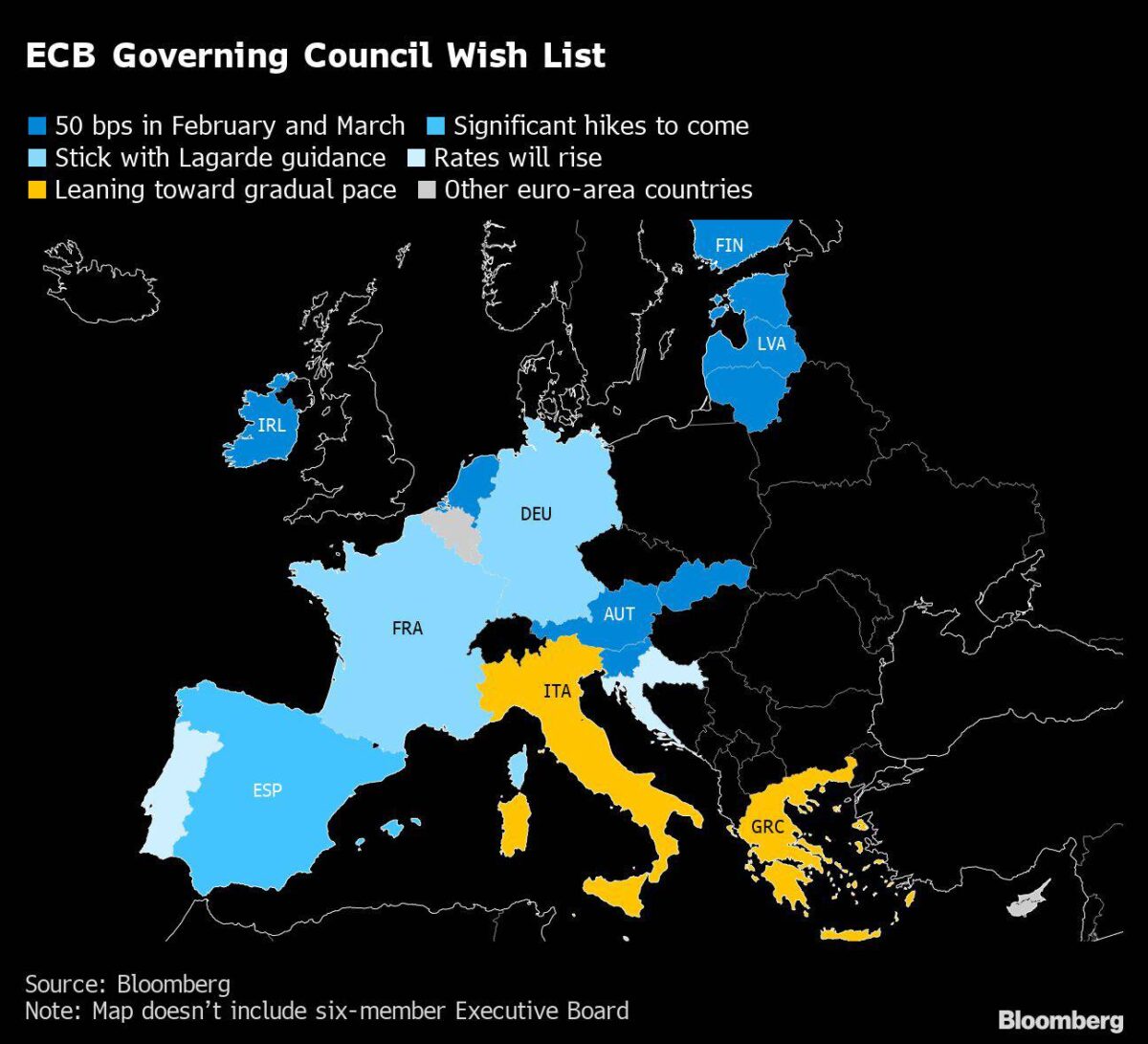 Zinswünsche für die EZB nach Mitgliedsland