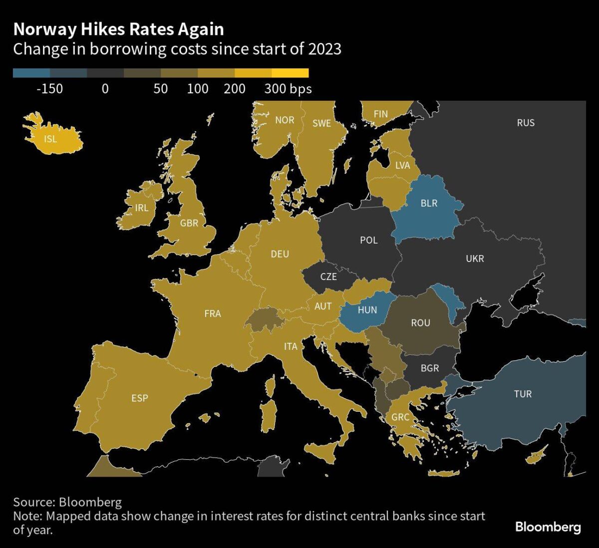 Zinsanhebungen in Europa in 2023