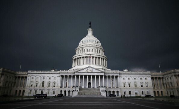 WASHINGTON, DC - JUNE 13: Storm clouds fill the sky over the U.S. Capitol Building, June 13, 2013 in Washington, DC. Potentially damaging storms are forecasted to hit parts of the east coast with potential for causing power wide spread outages. (Photo by Mark Wilson/Getty Images)