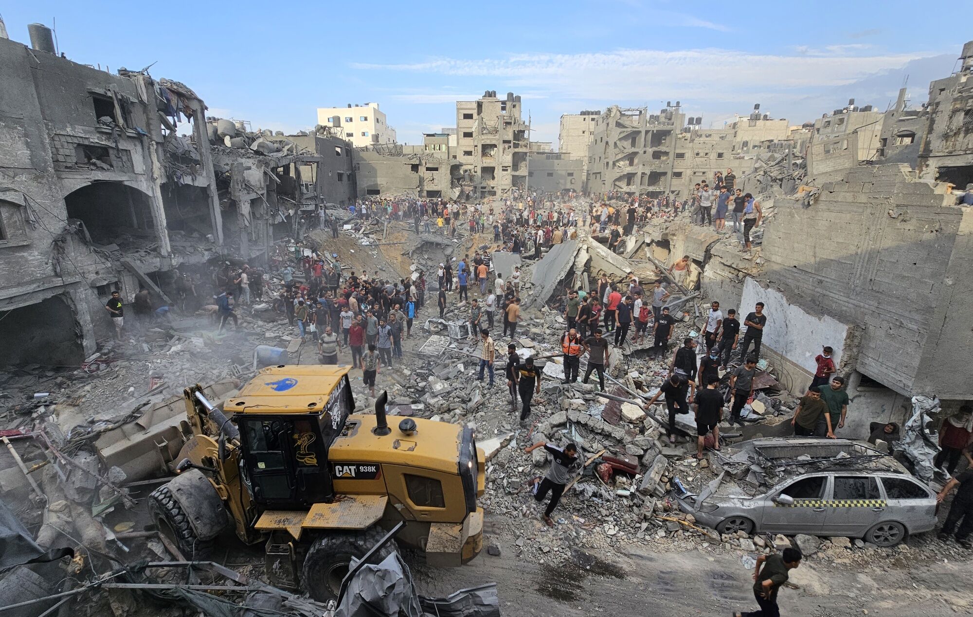 Rescue efforts following an Israeli airstrike on the Jabaliya refugee camp in northern Gaza, on Oct. 31. Getty Images