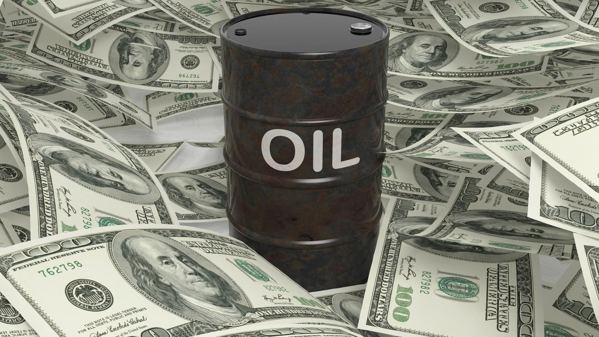 Öl-Fass und Dollar-Scheine