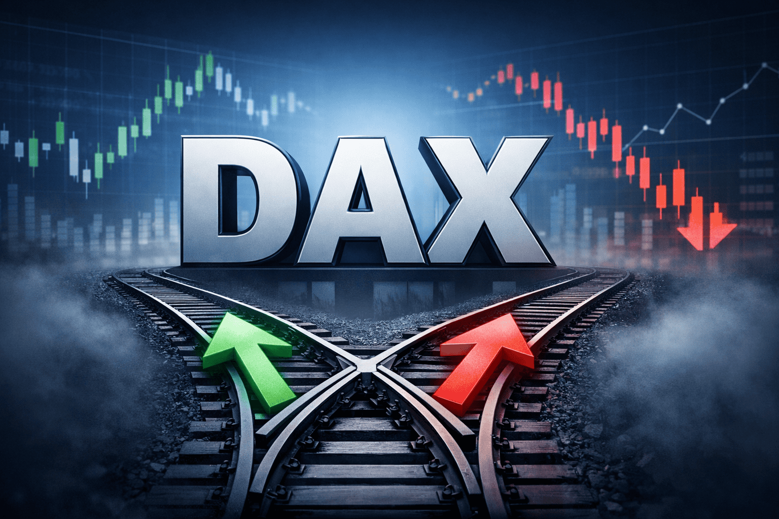 Hochwertiges Bildsymbol für DAX-Entwicklung mit Auf- und Abwärtstrends.