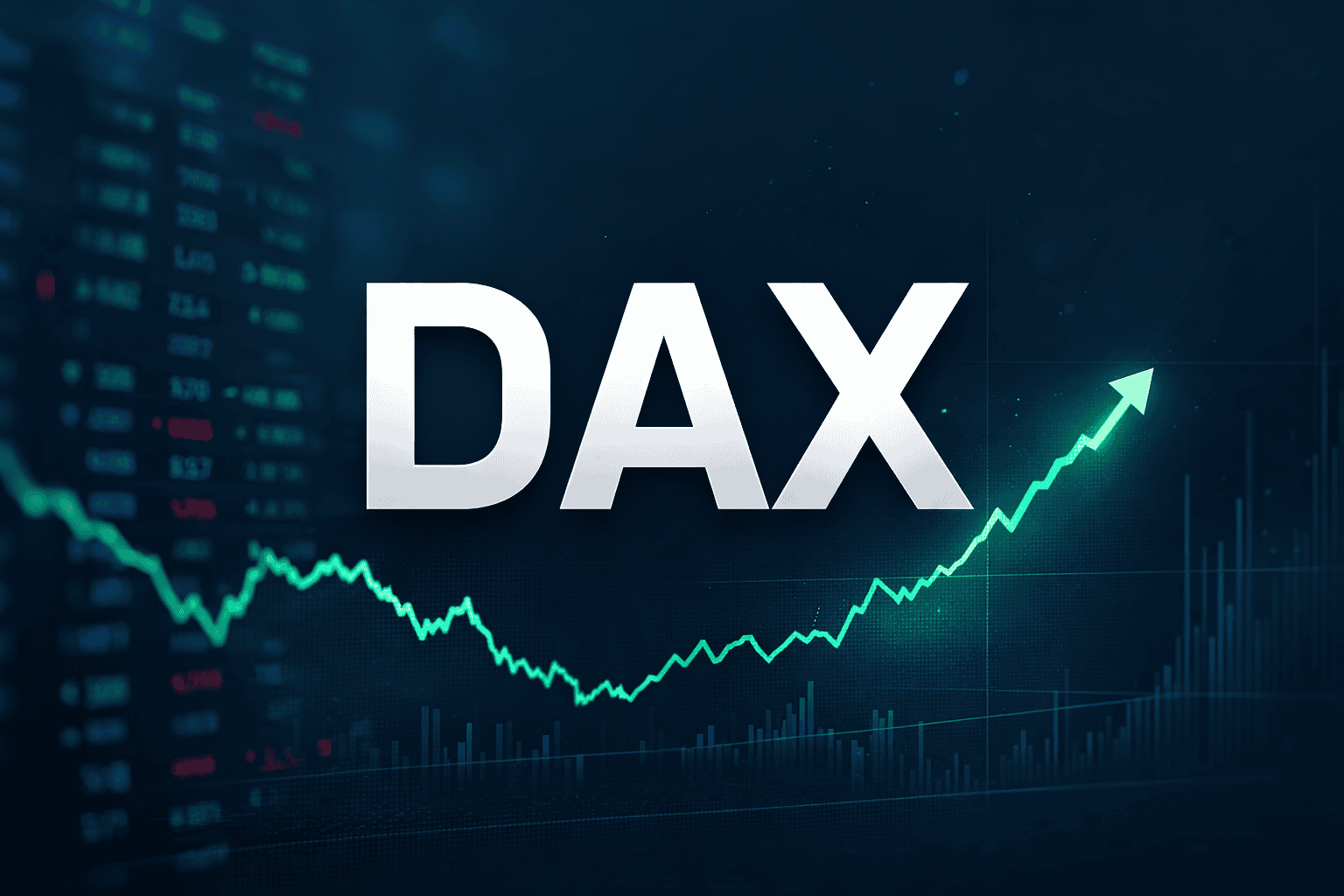 Hochwertiger DAX-Chart mit Aufwärtstrend und steigenden Kursen.