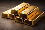 Goldbarren auf dunklem Hintergrund, symbolisch für steigenden Goldpreis und wirtschaftliche Unsicher.