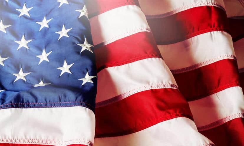 Amerikanische Flagge, Stoff, patriotisch, Nationalfeiertag, USA, Symbol, Flagge, patriotische Dekora.