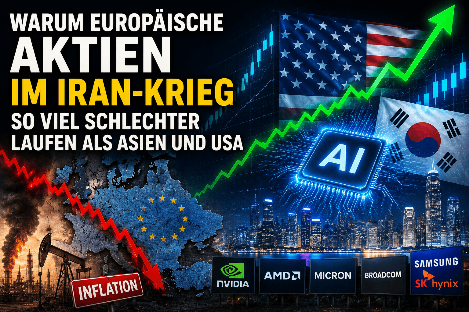 Aktien im Iran-Krieg: Einfluss auf europäische Märkte und Technologiebranche.