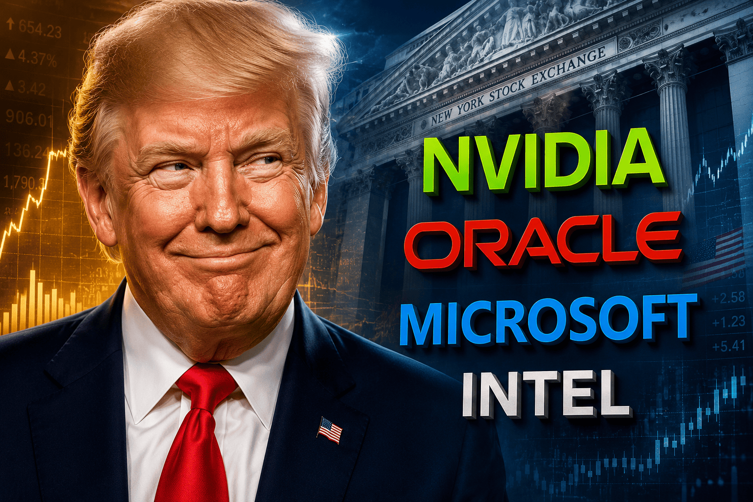 NVIDIA, Oracle, Microsoft, Intel: Technologieriesen im Fokus der Finanzmärkte.