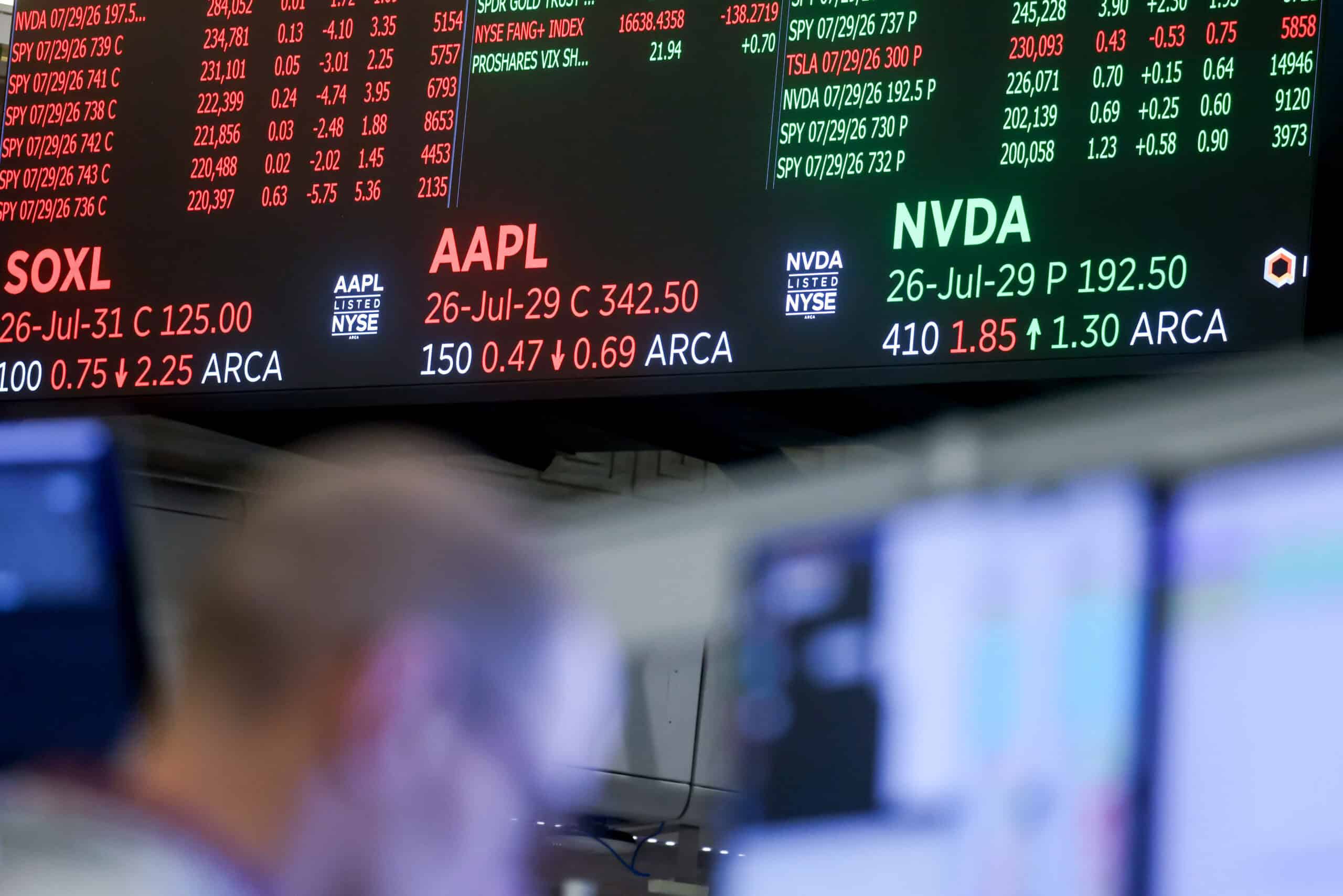 Aktienkursübersicht an der Börse mit Fokus auf Technologieaktien.