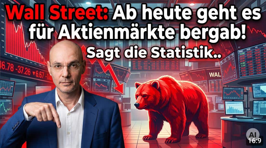 Börsencrash mit fallenden Kursen und Bärensymbol auf Bildschirm.