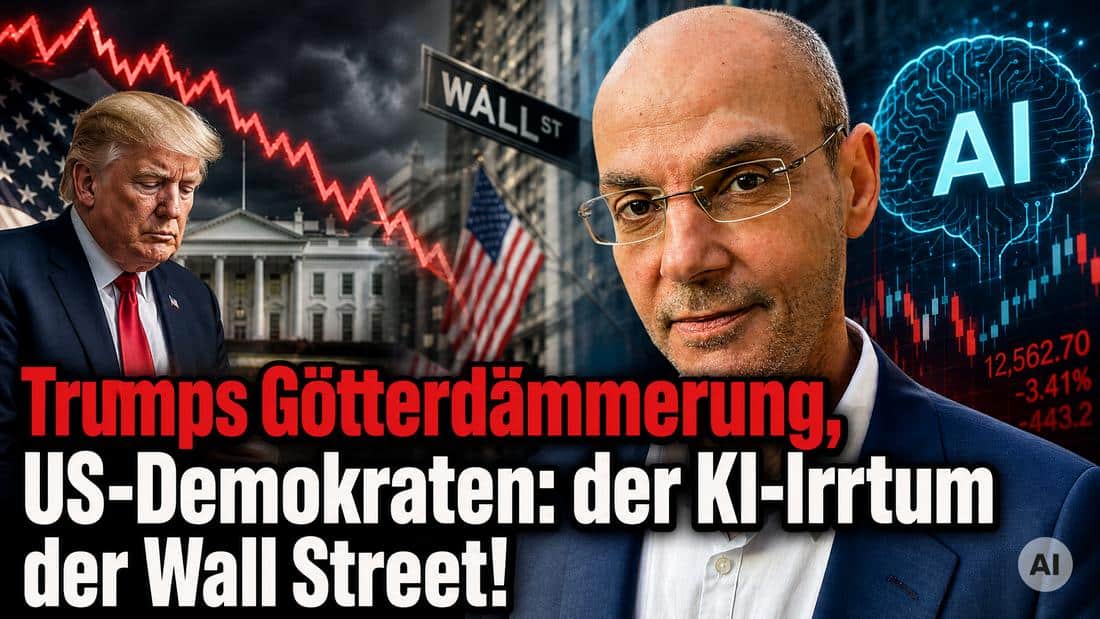 Trump, US-Demokraten und KI-Daten im Finanzmarkt.