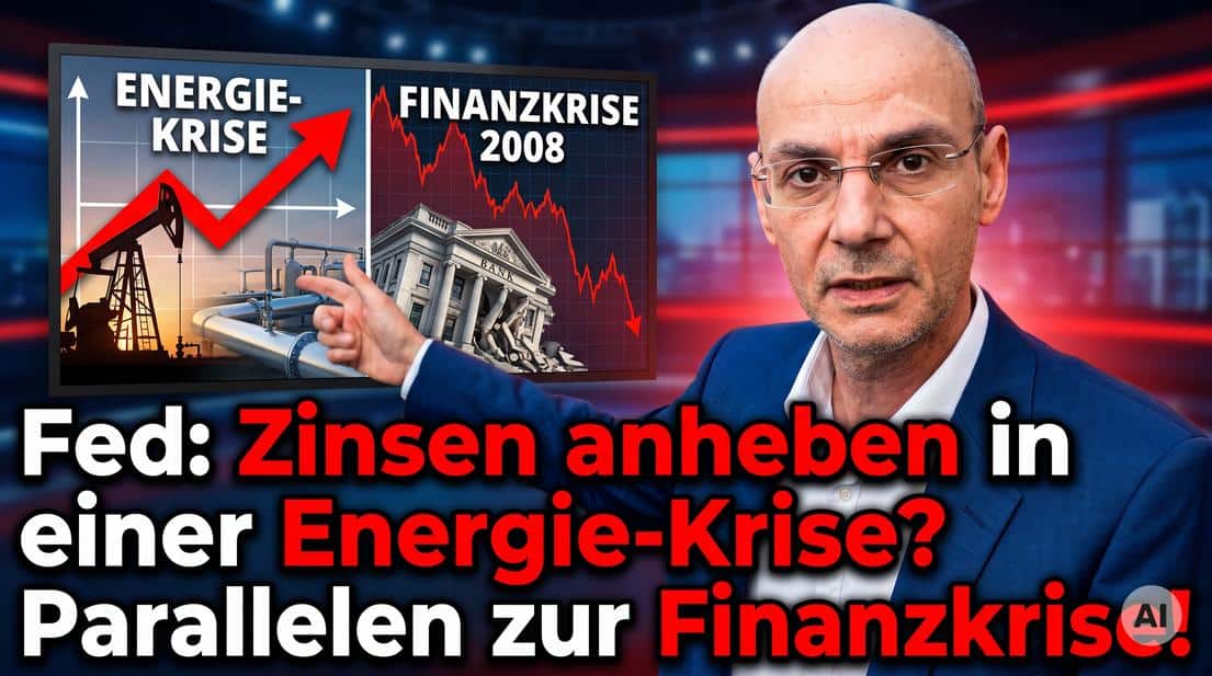 Grafik zeigt Energie- und Finanzkrise mit steigenden Zinsen.
